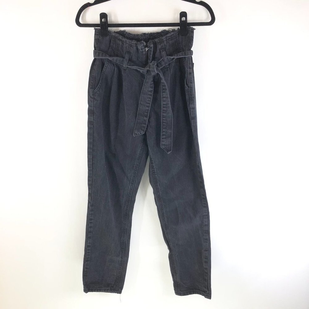 Robertson + Rodeo Womens Jeans High Paperbag Waist Belted Straight Leg Black S